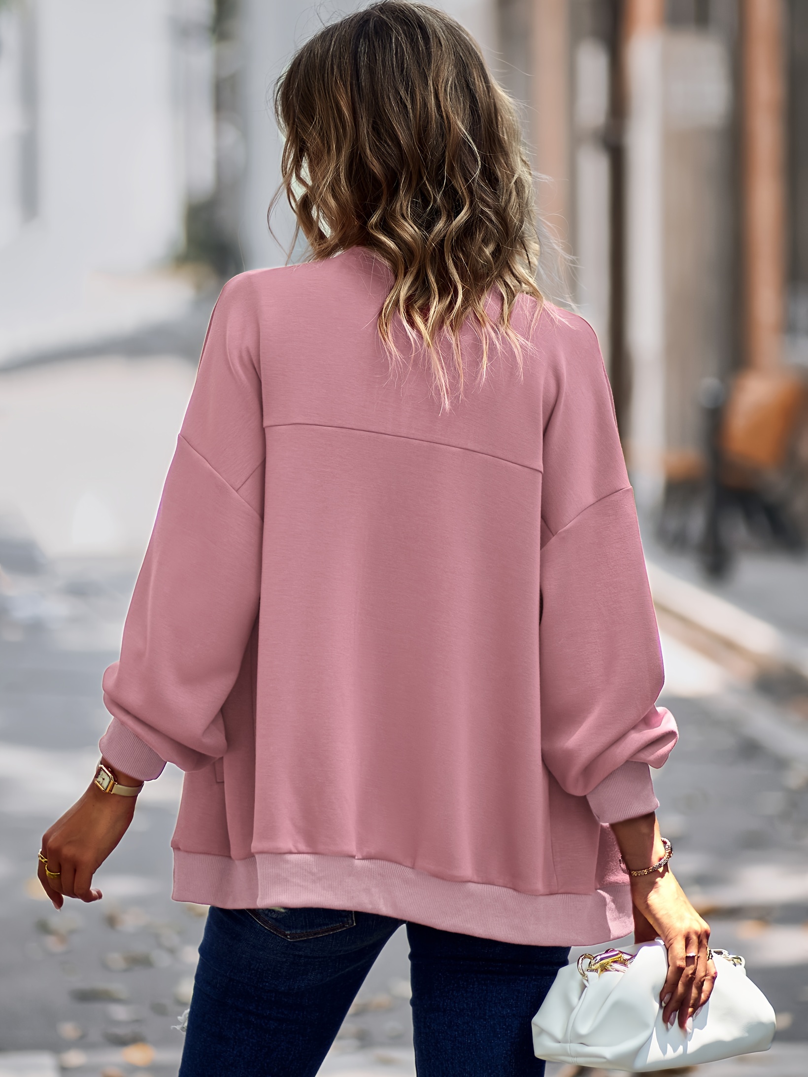 Solid Ip Loose Jacket Casual Long Sleeve Comfy Outwear - Temu