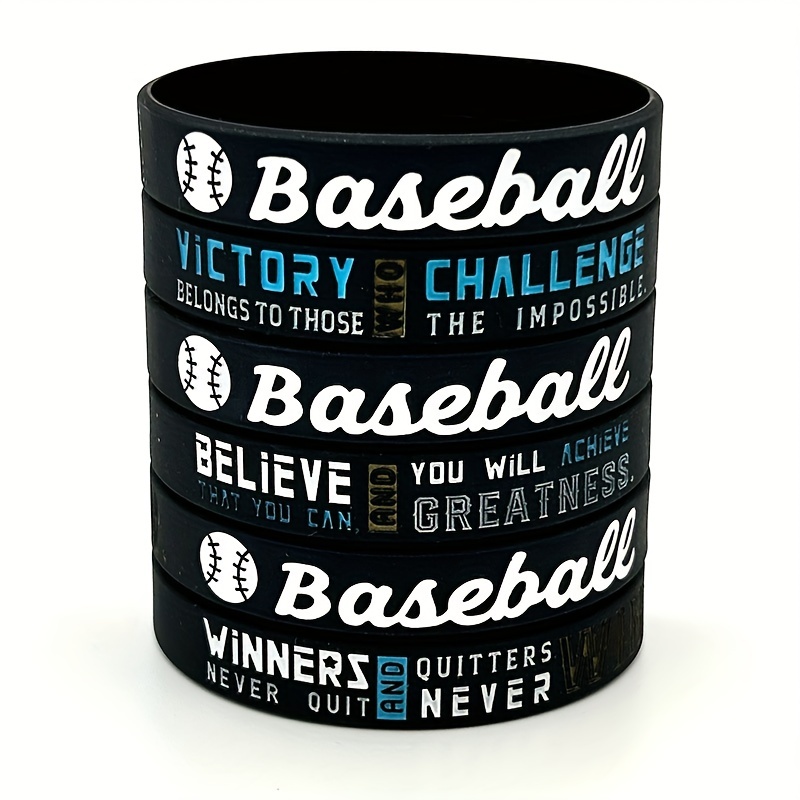 1pc Baseball & Softball Cheer Up Silicone Bracelet Home Run Play Ball Slogan Sports Bracelet,Temu