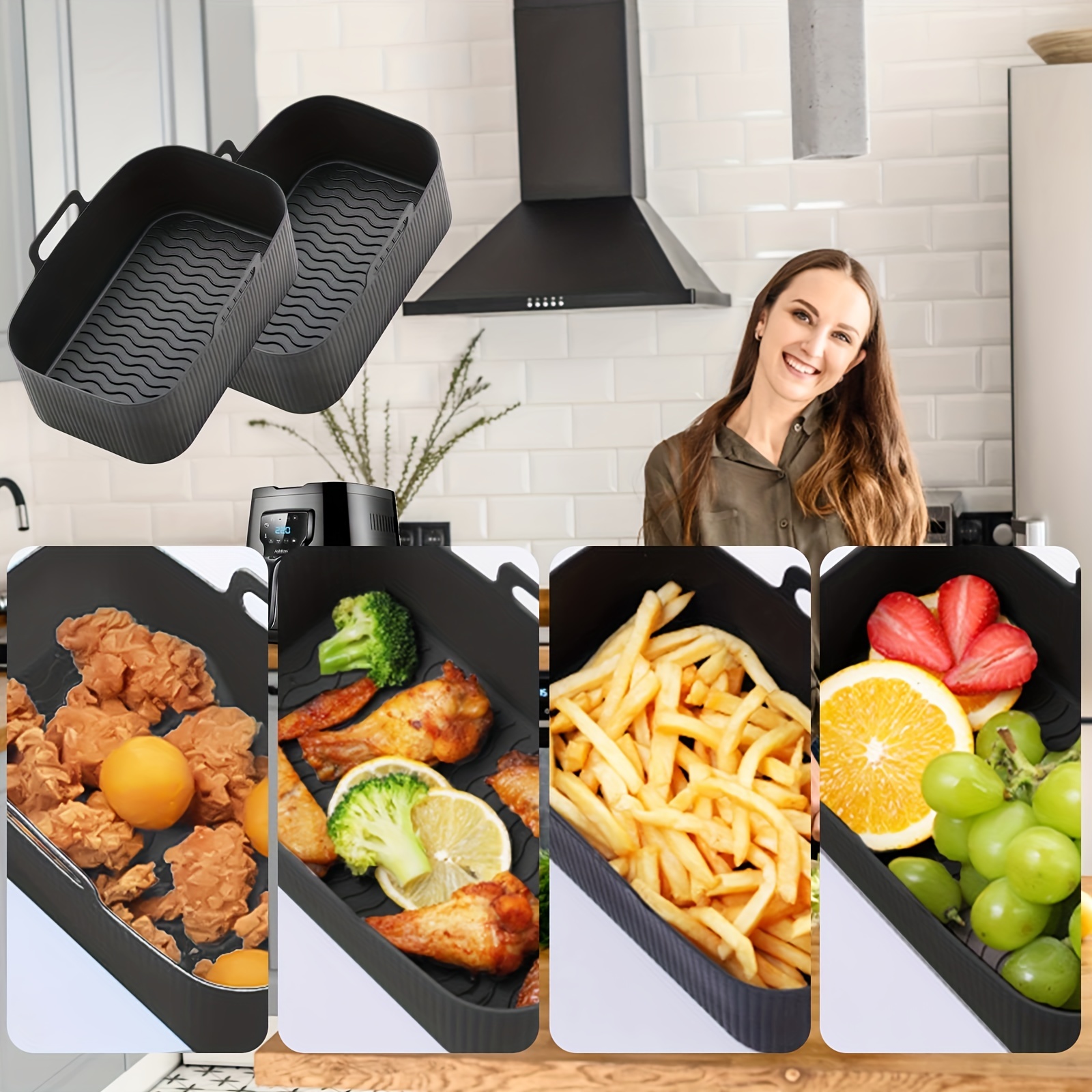 Air Fryer Silicone Pot, Silicone Air Fryer Liners For 6 Qt Or