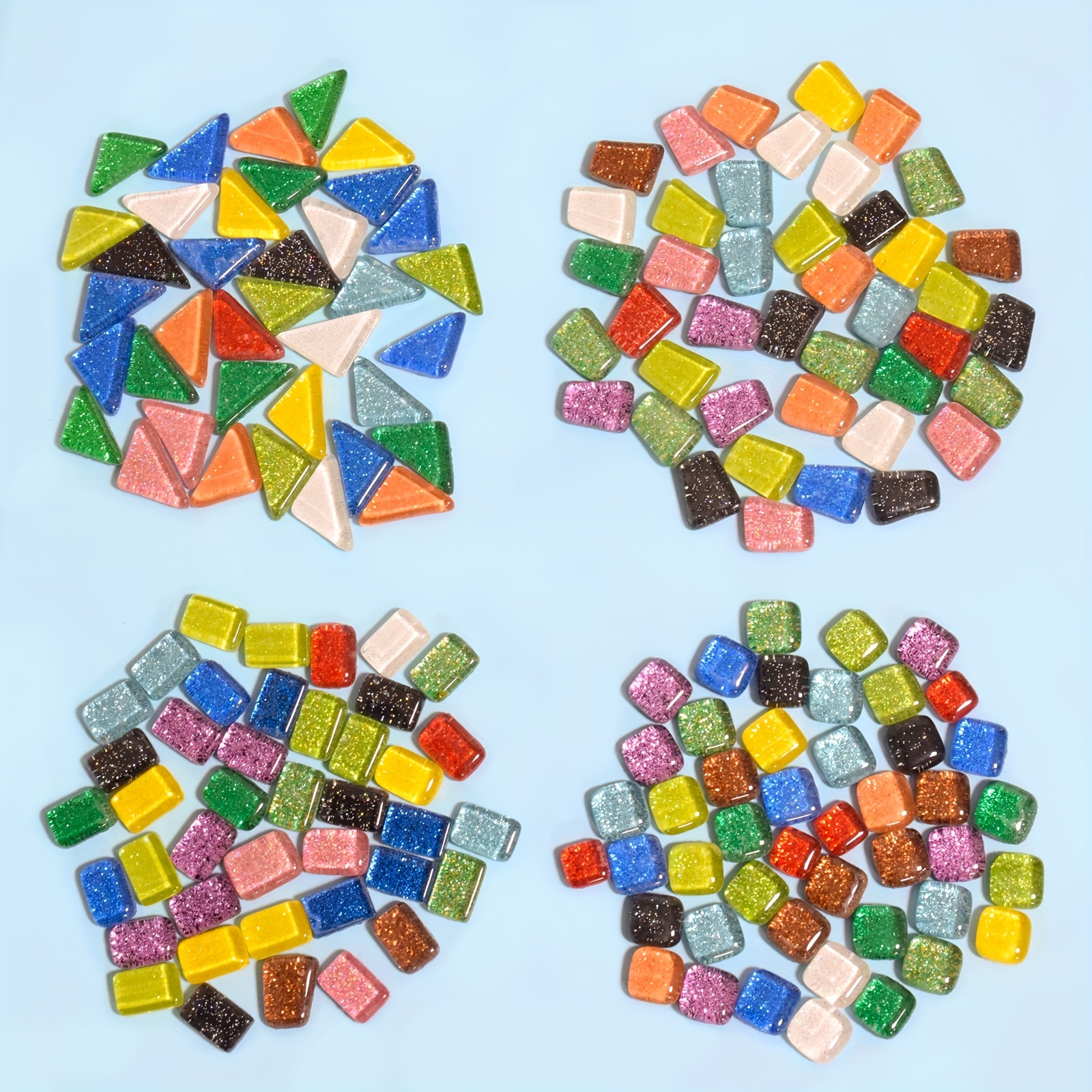 DIY Glass Mosaic Tiles for Crafts,Mixed Color Mosaic Kits with Wooden