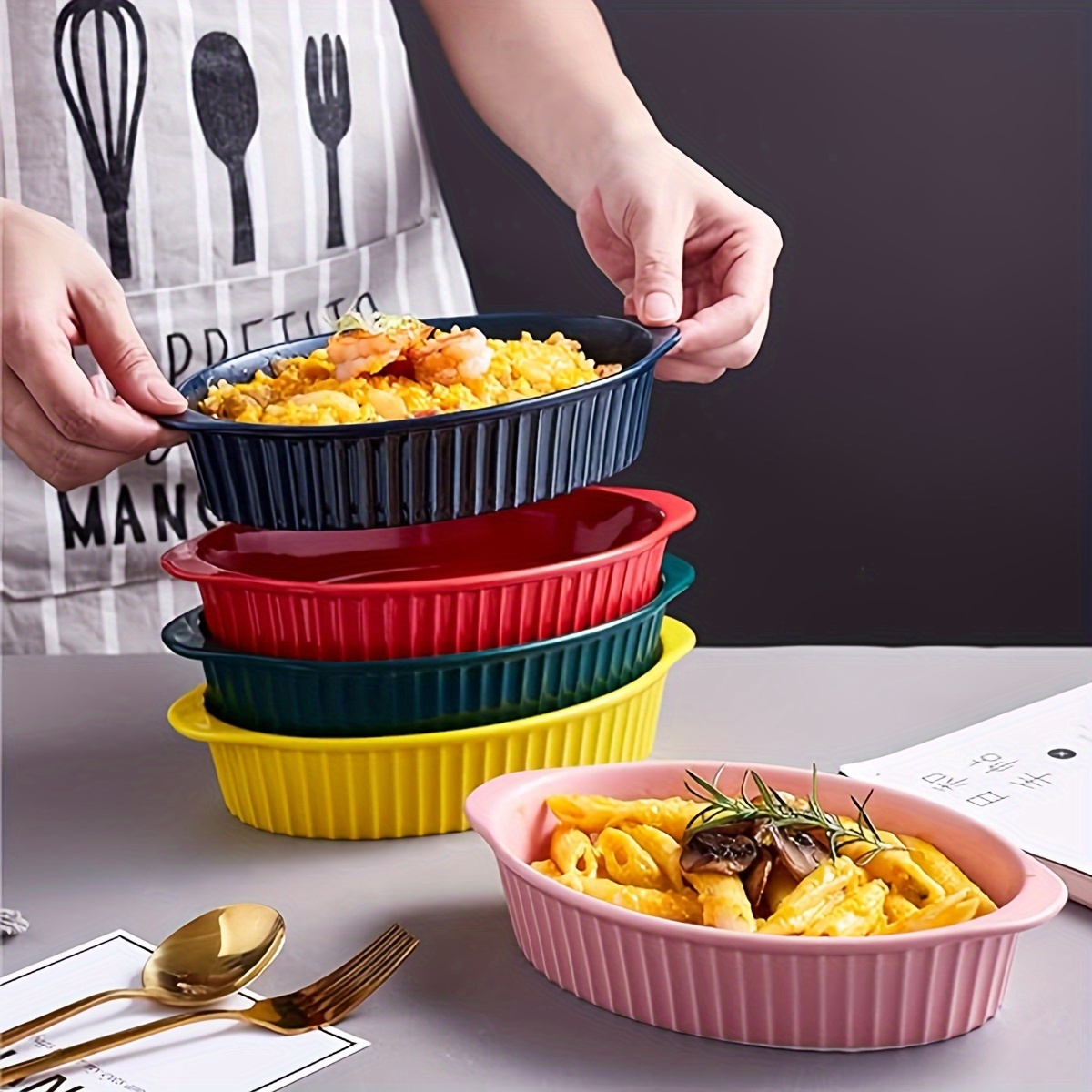 Small oven dishes Casserole dish Porcelain baking dish Ceramic grill bowl  Oven dish Plates Colorful soup plates, roasting pan Baking tray with