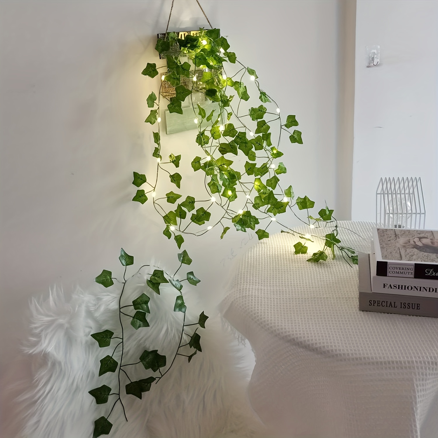 1 Pc Guirlande Lumineuse LED Feuille Verte Fausses Plantes - Temu France
