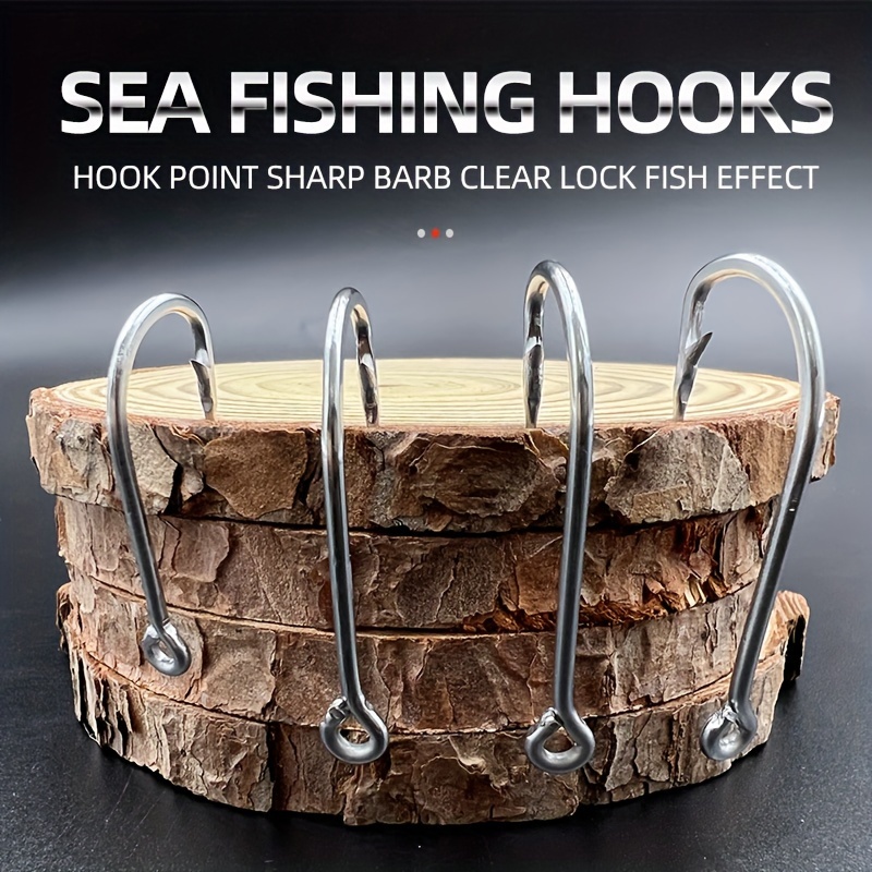 50pcs 34007 Stainless Steel Fishing Hooks White Big Extra Long Shank  Fishing Hook Size 1/0 2/0 3/0 4/0 5/0 6/0 7/0 8/0 9/0 10/0