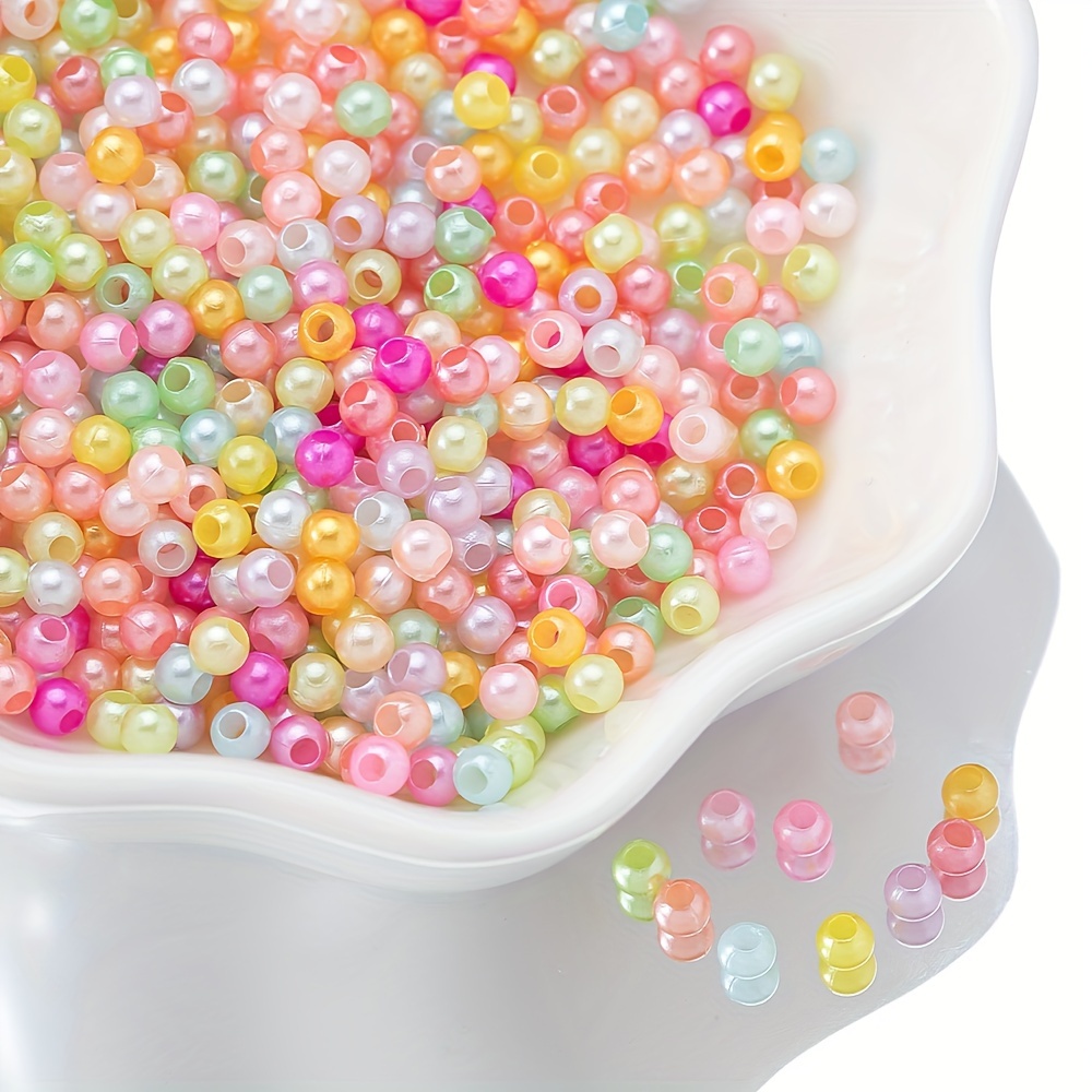 Lot de 2 000 perles en plastique artificielles en vrac, petites perles  rondes de 4 mm -  France