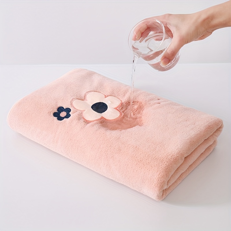 Soft Flower Pattern Bath Towel - Quick Dry & Absorbent - 55x12