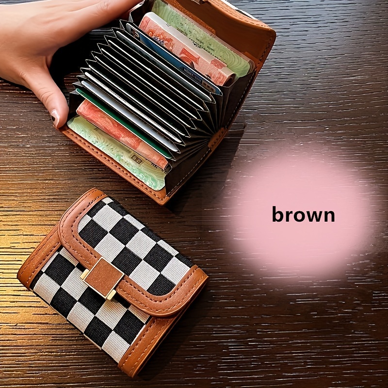 Mini Genuine Leather Credit Card Holder, Short Small Trifold Wallet, Women's  Clutch & Coin Purse - Temu