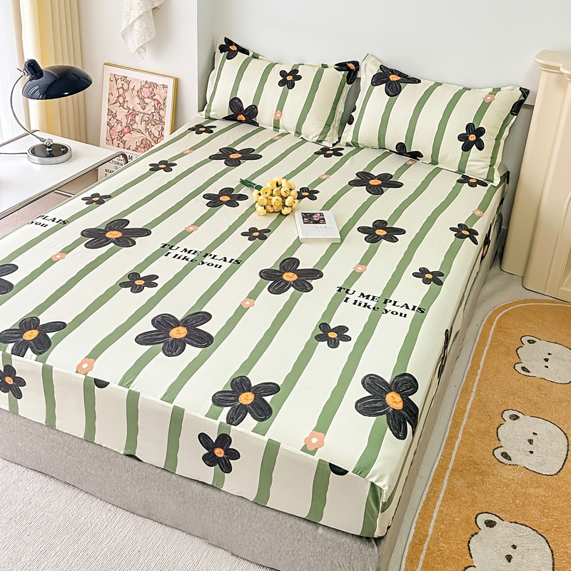 Love Print Fitted Sheet Set Dustproof Non slip Mattress - Temu