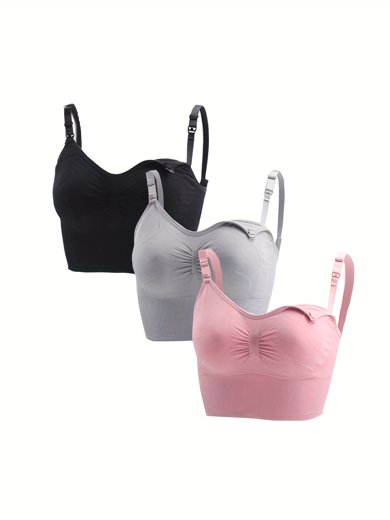 Female Nursing Bra, Solid Color Breast-Feeding Bra Women' s Underwear,  Pink/Blue/Black/Skin Color/Gray