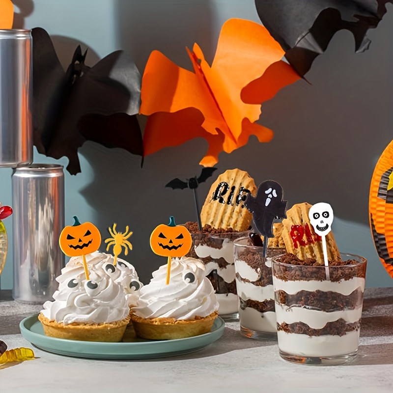 10/30/50個のハロウィンプラスチックトゥースピック ケーキフルーツ