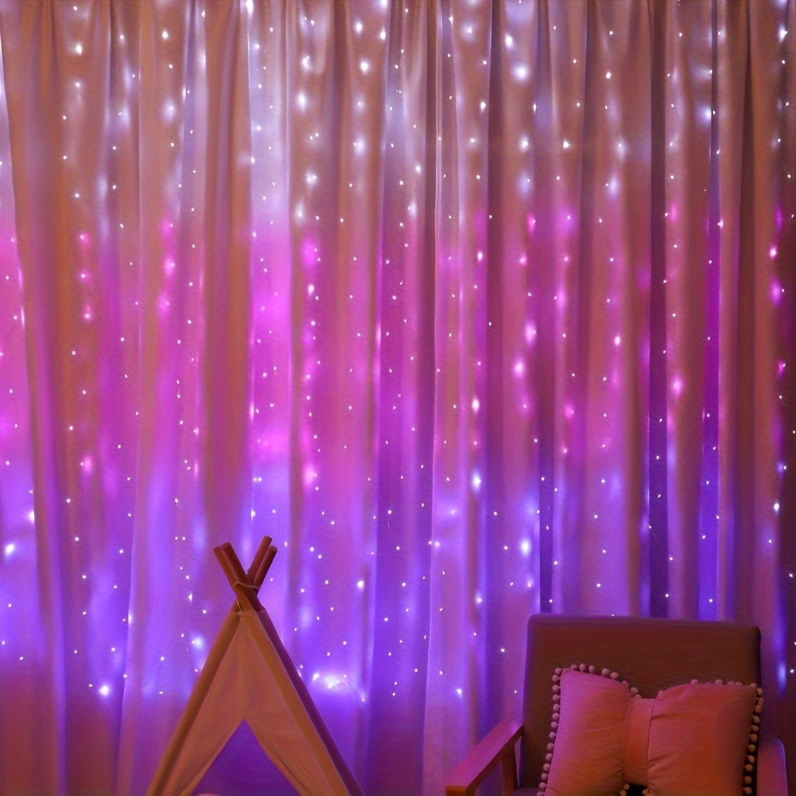 Remote Control 300 LED Pink Christmas Curtain Lights - Standard