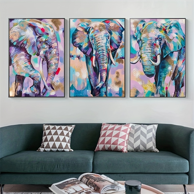 3個のモダンな抽象3つの新しい象アートキャンバス油絵セット、ポスター
