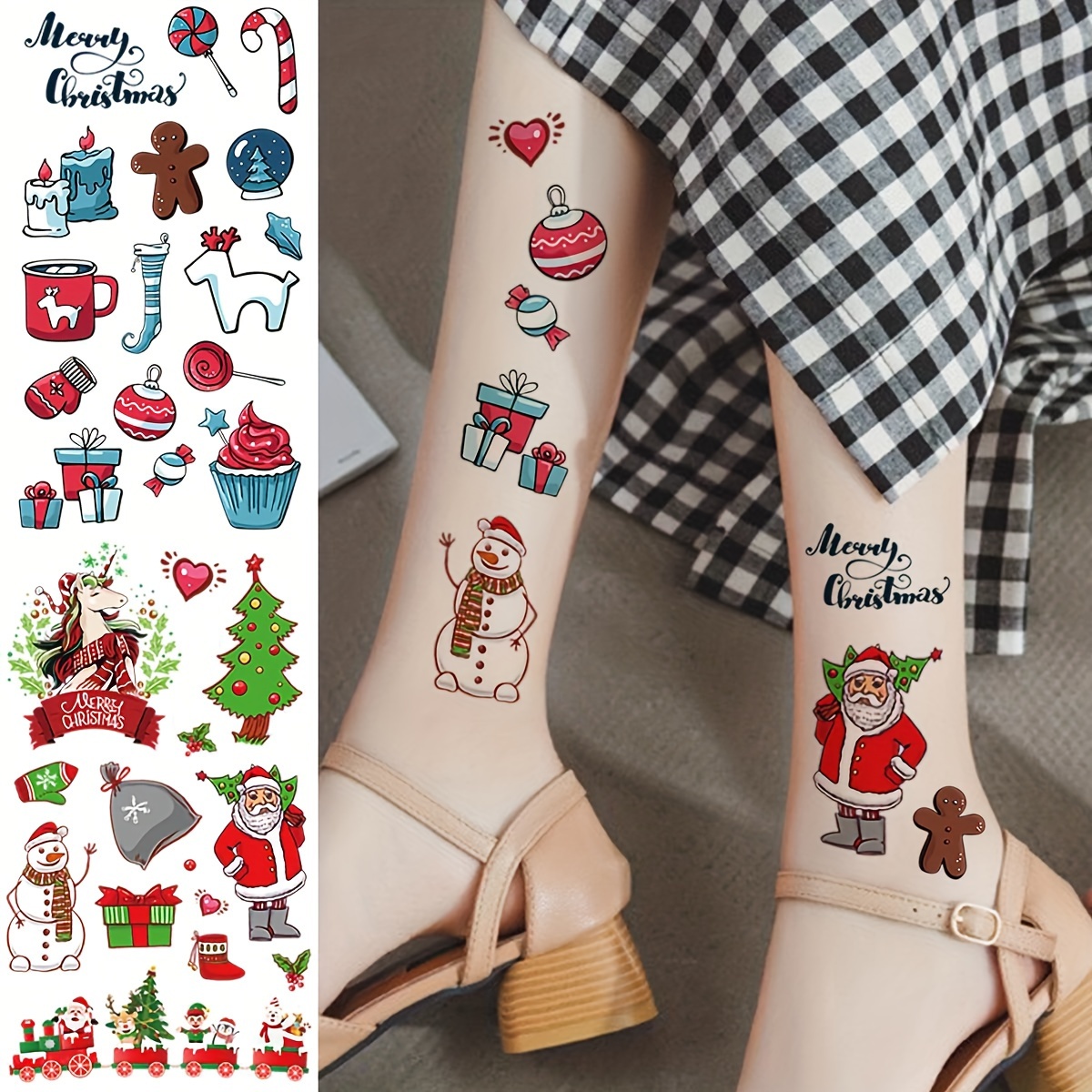 Tatuaggi per Bambini 210 Tatuaggi Temporanei Natale, Kit Tatuaggi Finti per  Bambini e Bambine, Adesivi Natale Decorazioni per Idee Regalo Bambini