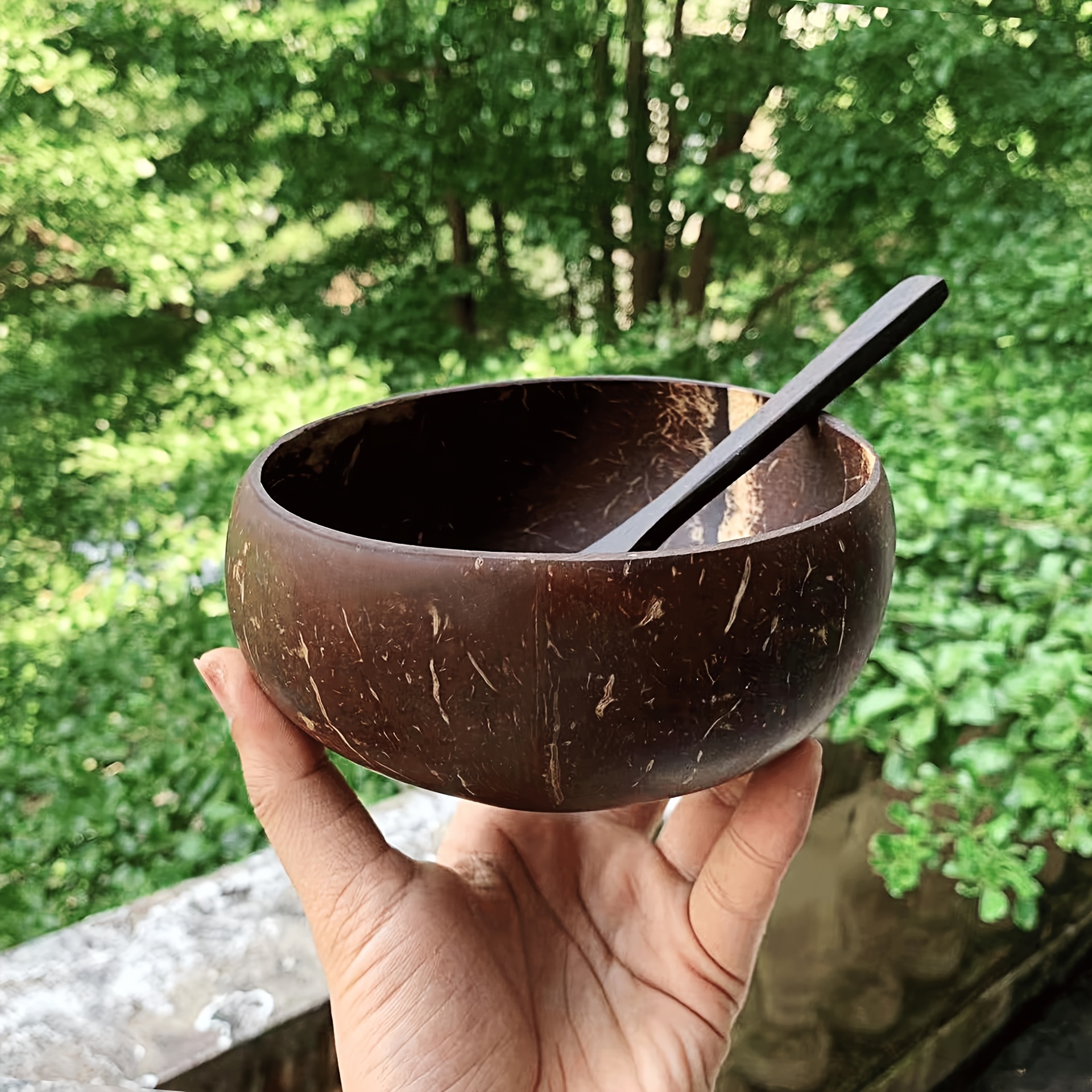 Natural Coconut Bowl Set Coconut Bowls With Spoons Natural - Temu