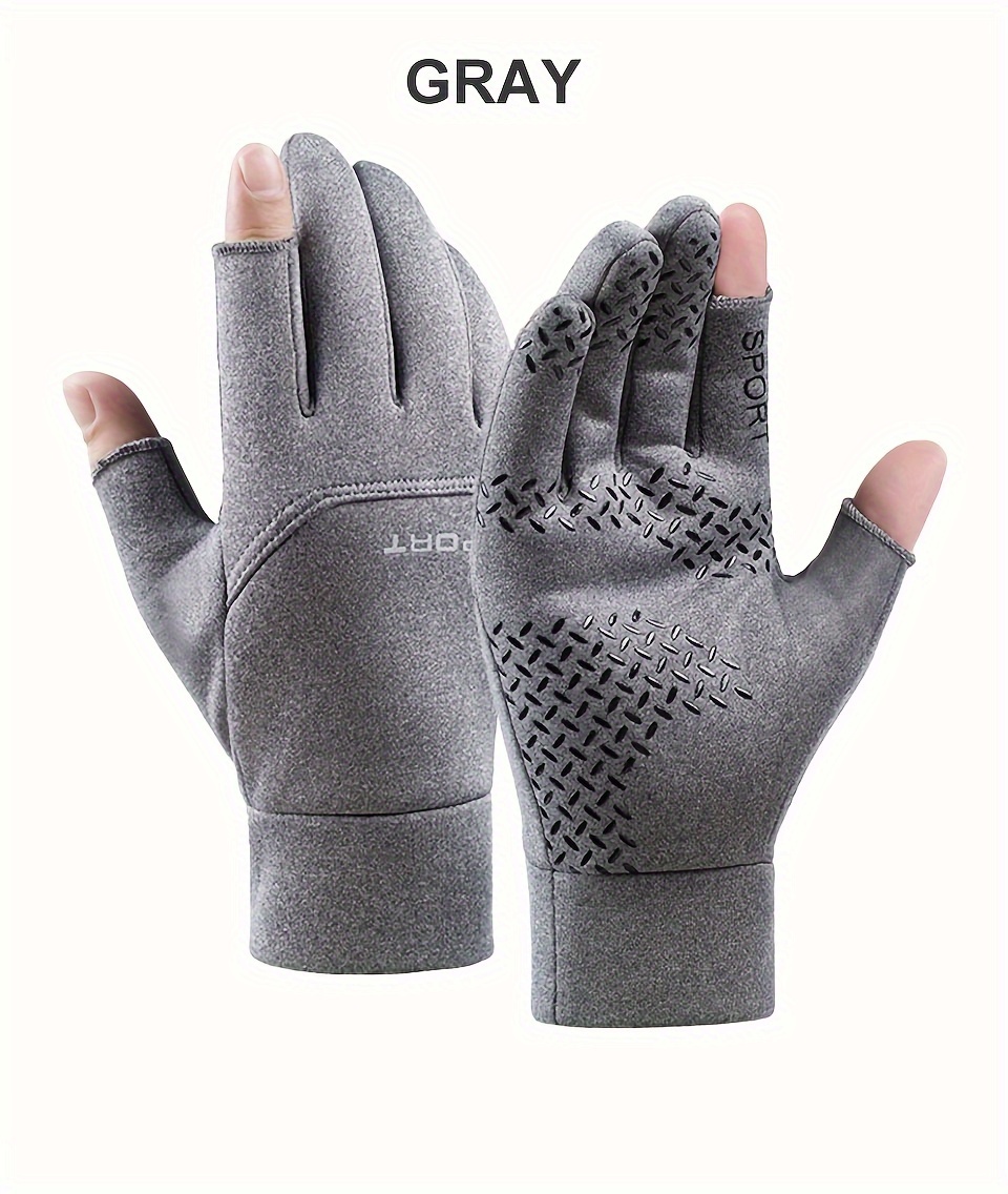 1pari Two finger Cut Fishing Gloves Autumn Winter Fishing - Temu
