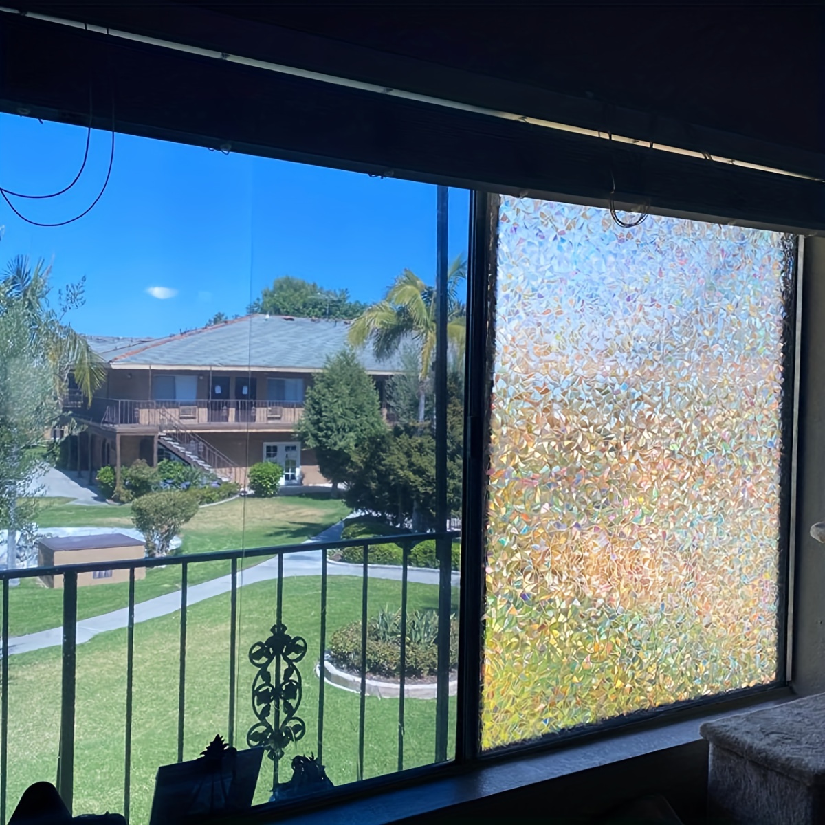 Holographic film on windows  Window film, Decorative window film, Rainbow  window