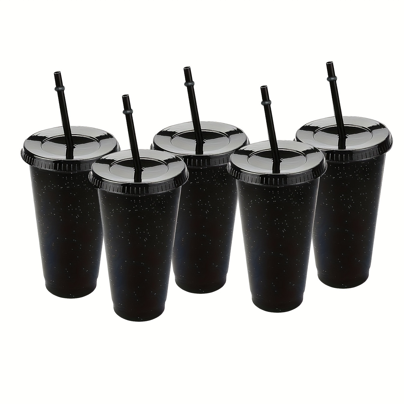 Reusable Plastic Cups With Straw And Lids, Black Durable Water Cup