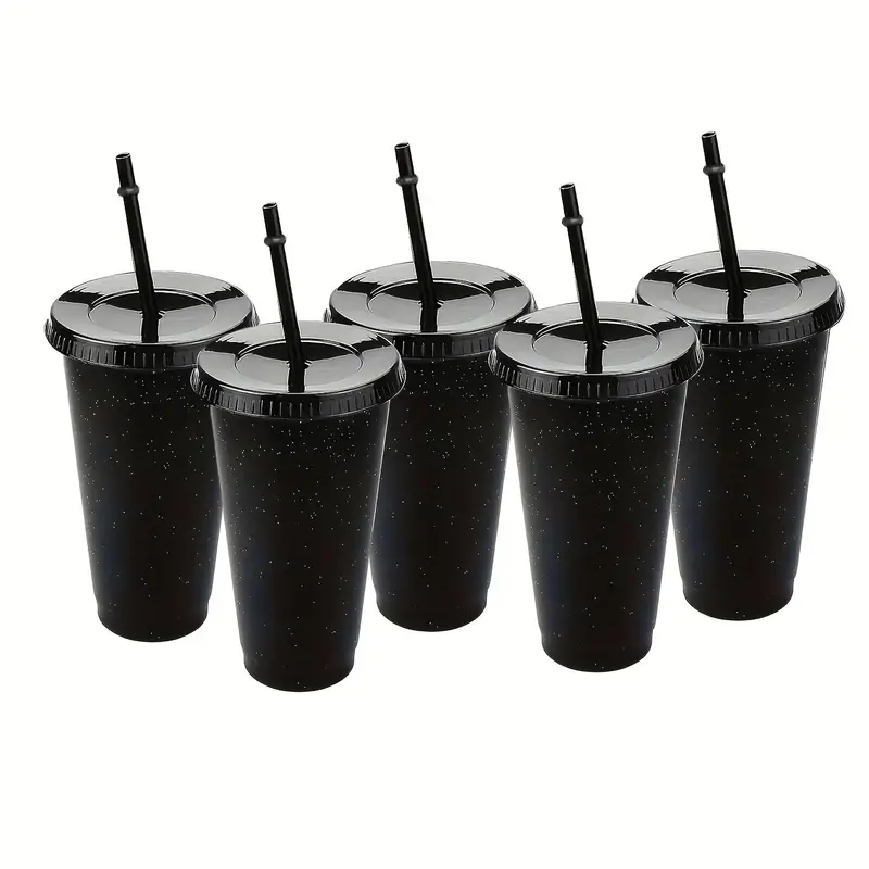 Reusable Plastic Cups With Straw And Lids, Black Durable Water Cup Tumblers  Iced Coffee Lid, Cream Color Water Bottle Travel Mug Cup Party Bulk Cold  For Adults Perfect For Parties Birthdays 