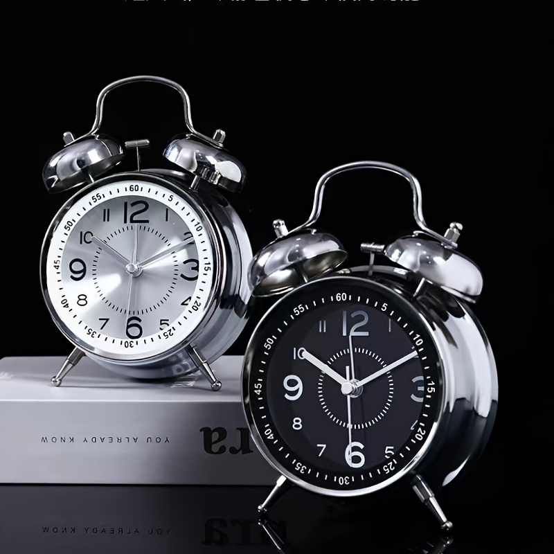 TONPOP Reloj despertador, reloj despertador analógico de doble campana, con  retroiluminación y alarma fuerte, funciona con pilas, resistente y fácil