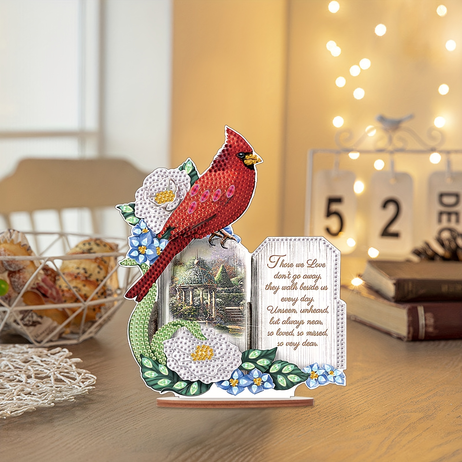 Christmas Bird With Love Wreath Decorative Table Top Diamond - Temu