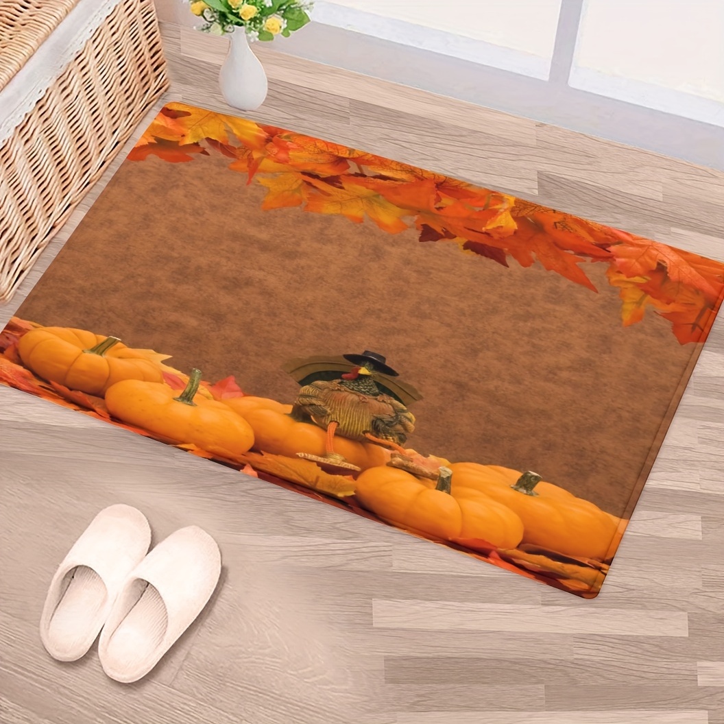 Fall Pumpkin Print Floor Mat Thanksgiving Harvest Kitchen - Temu