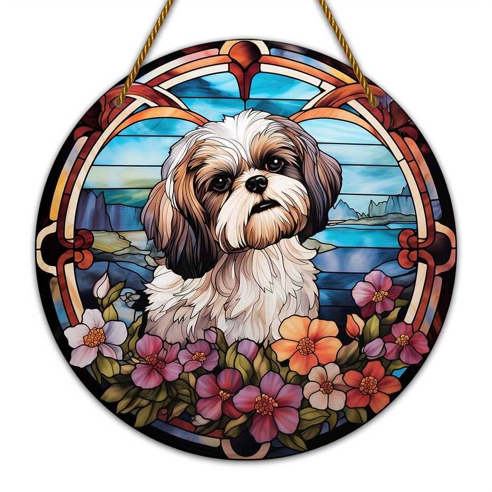 

1pc, Dog Sun Catcher, Colorful Window Hanging, Round Acrylic, Wall Decoration, Holiday Event Decoration, Outdoor Decoration, Home Decoration, Living Room Decoration (5.9×5.9 Inches 15cm ×15cm)