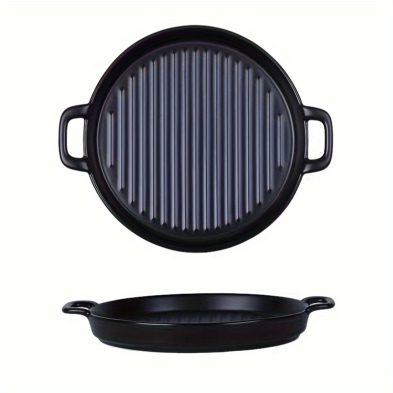 Ceramic Double Ear Baking Pan For Stove Top, Lighter Than Cast