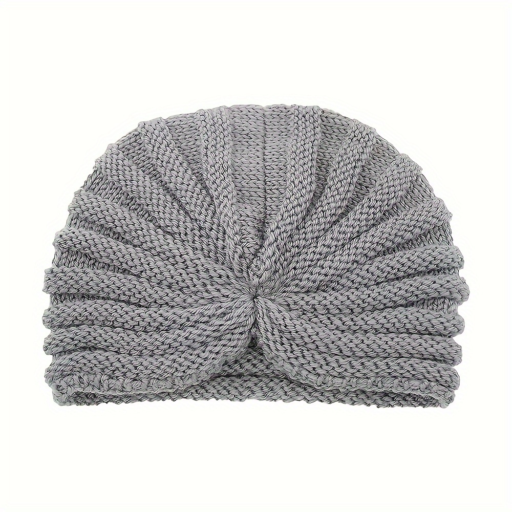 Solid Color Knitted Turban Hat Simple Pleated Head Wraps - Temu