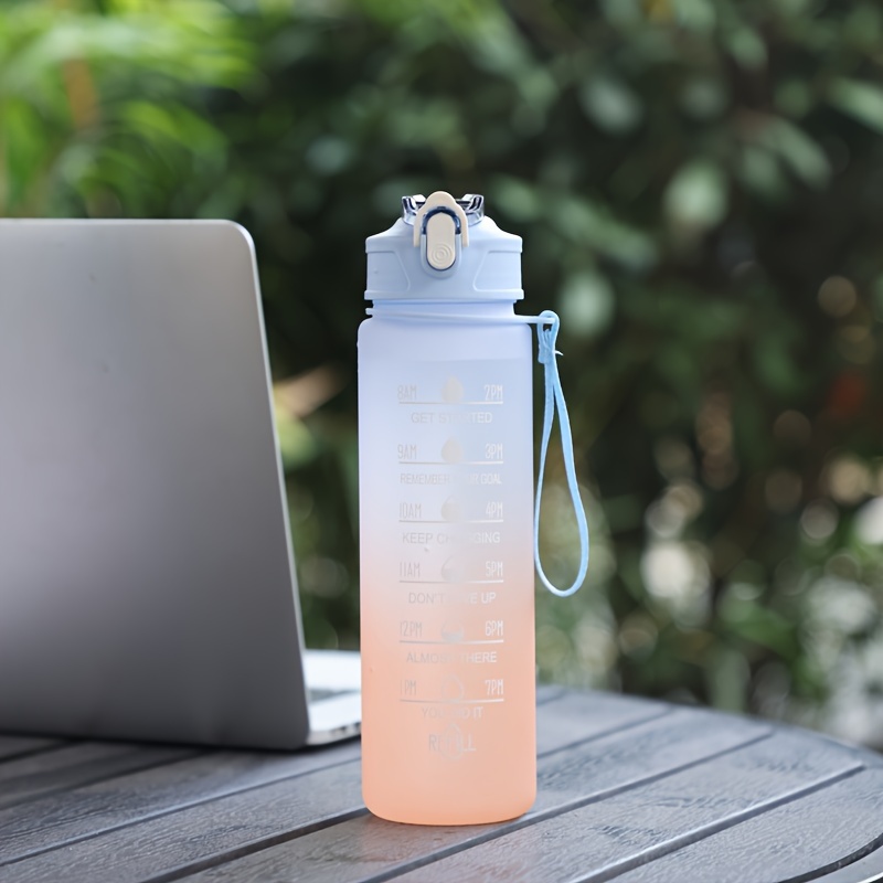 Gradient Color Water Cup Fitness Sports Water Bottle Outdoor Straw