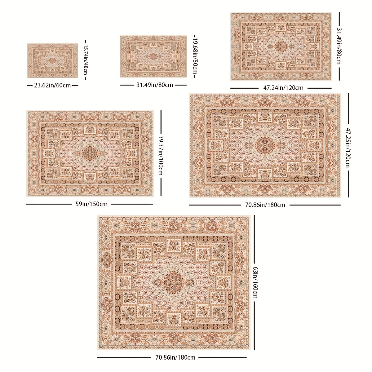 Boho Absorbent Non Slip Cushioned Rugs, Polyester Carpet Morandi