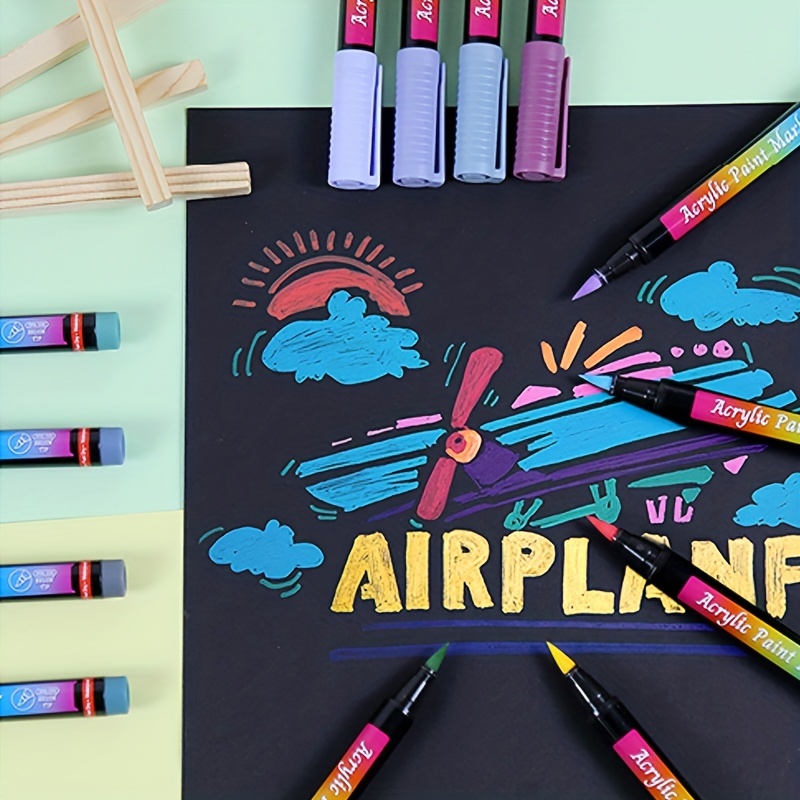 30 Colors Dual Tip Acrylic Paint Pens Paint Markers - Temu