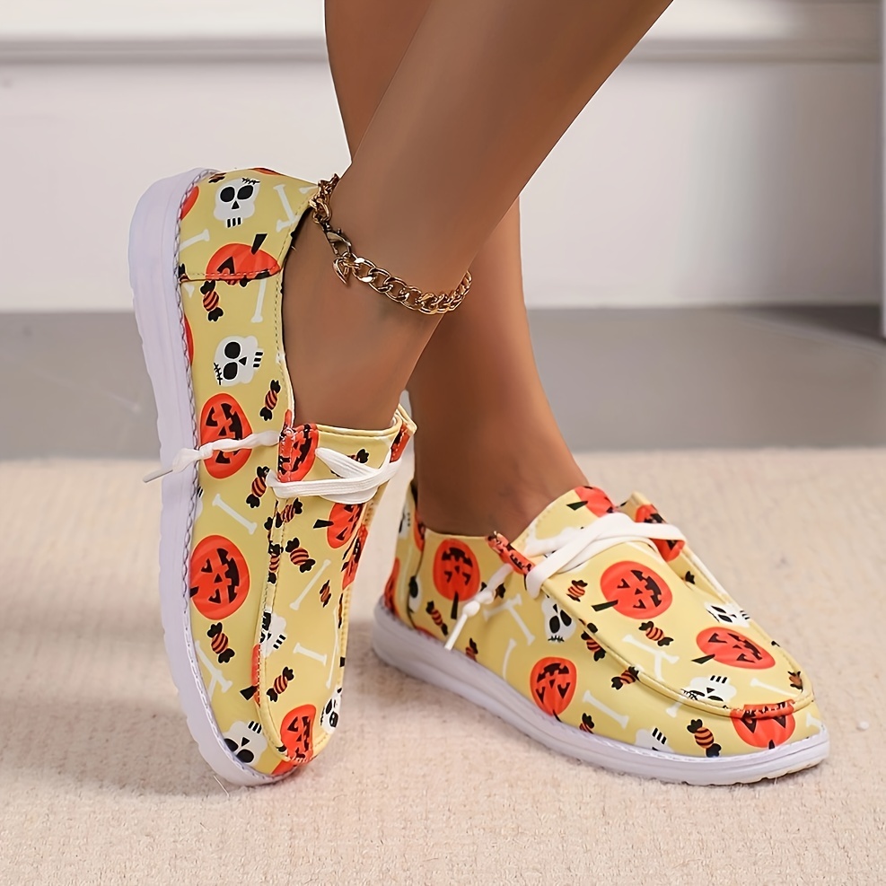 Casual Shoes for Women Women Shoes Halloween Color Printing Casual Shoes  Fashion Soft Sole Non Slip Lazy Casual Shoes Women Casual Shoes Canvas A 37  