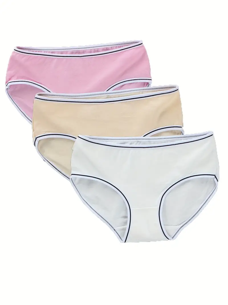 3pcs Girl's Breathable Briefs, Comfy Cotton Panties, Kid's Underwear For  9-15Y