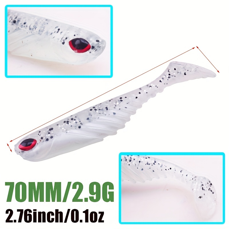 Soft Fishing Shad Lure 3d Eyes T tail Swimbaits Bass Fishing