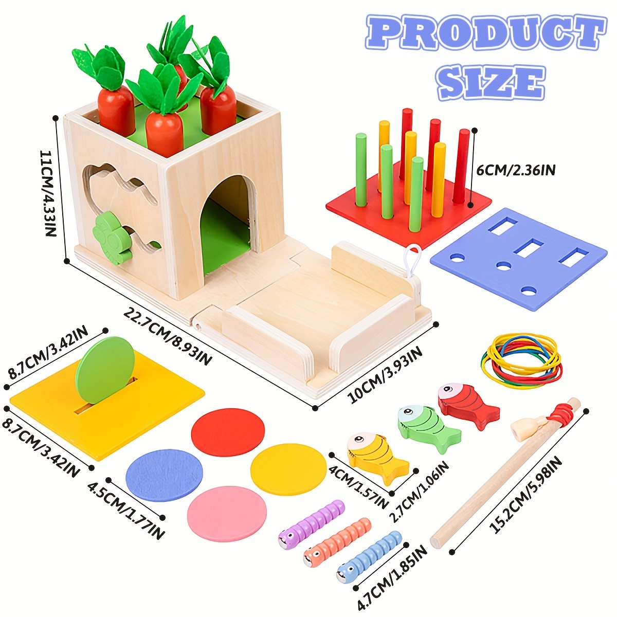 8-in-1 Holz Montessori Baby Spielzeug Karottenform Matching Größe Kognition  Holz Form Klassifikation Spielzeug Kinder Früherziehung Puzzle