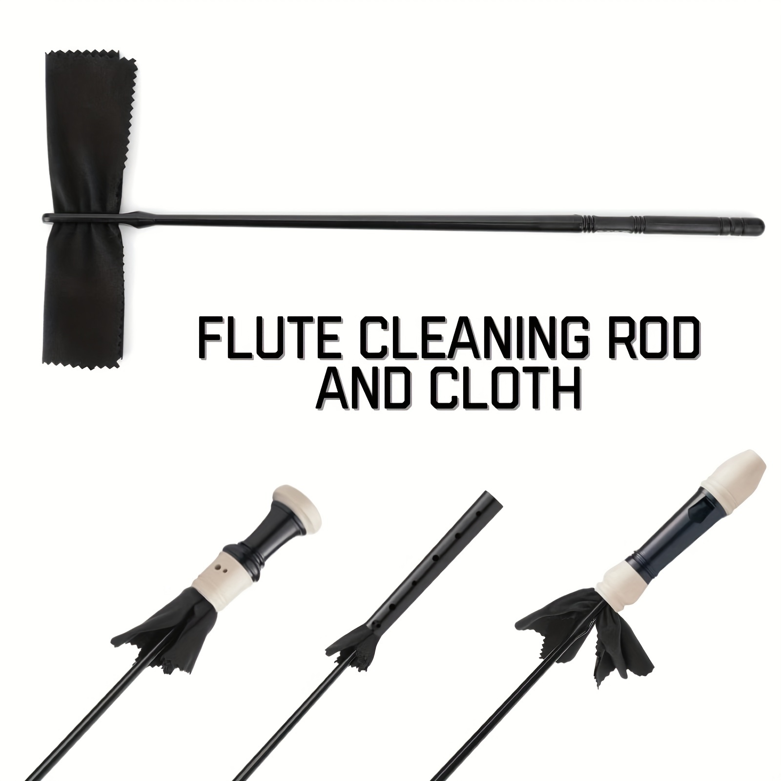 Flute Cleaning Kit, Flute Cleaning Rod with Cloth Flute Cleaning