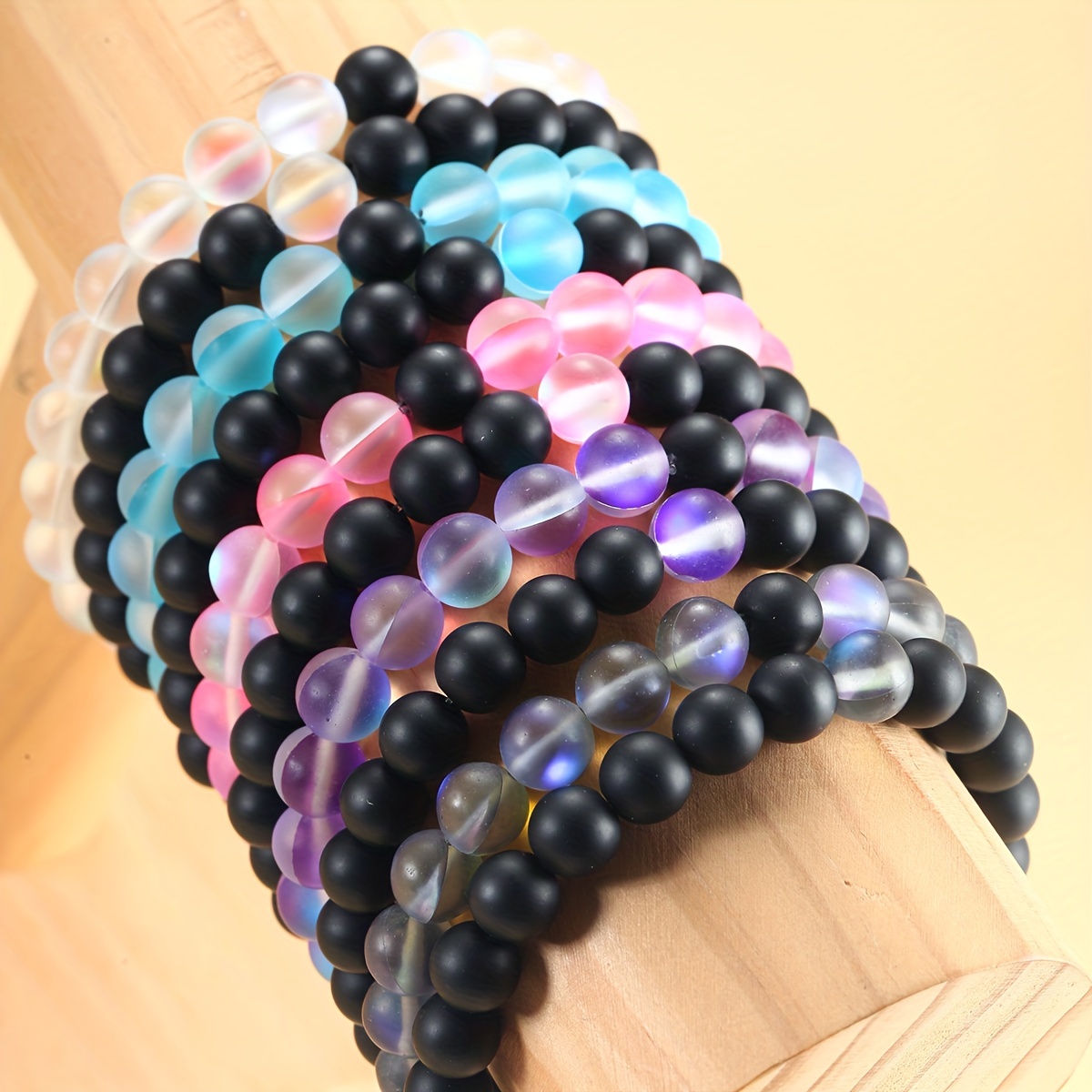 SUNSLL Chromatic Colour Natural Stone Beads Bracelet Elastic Rope