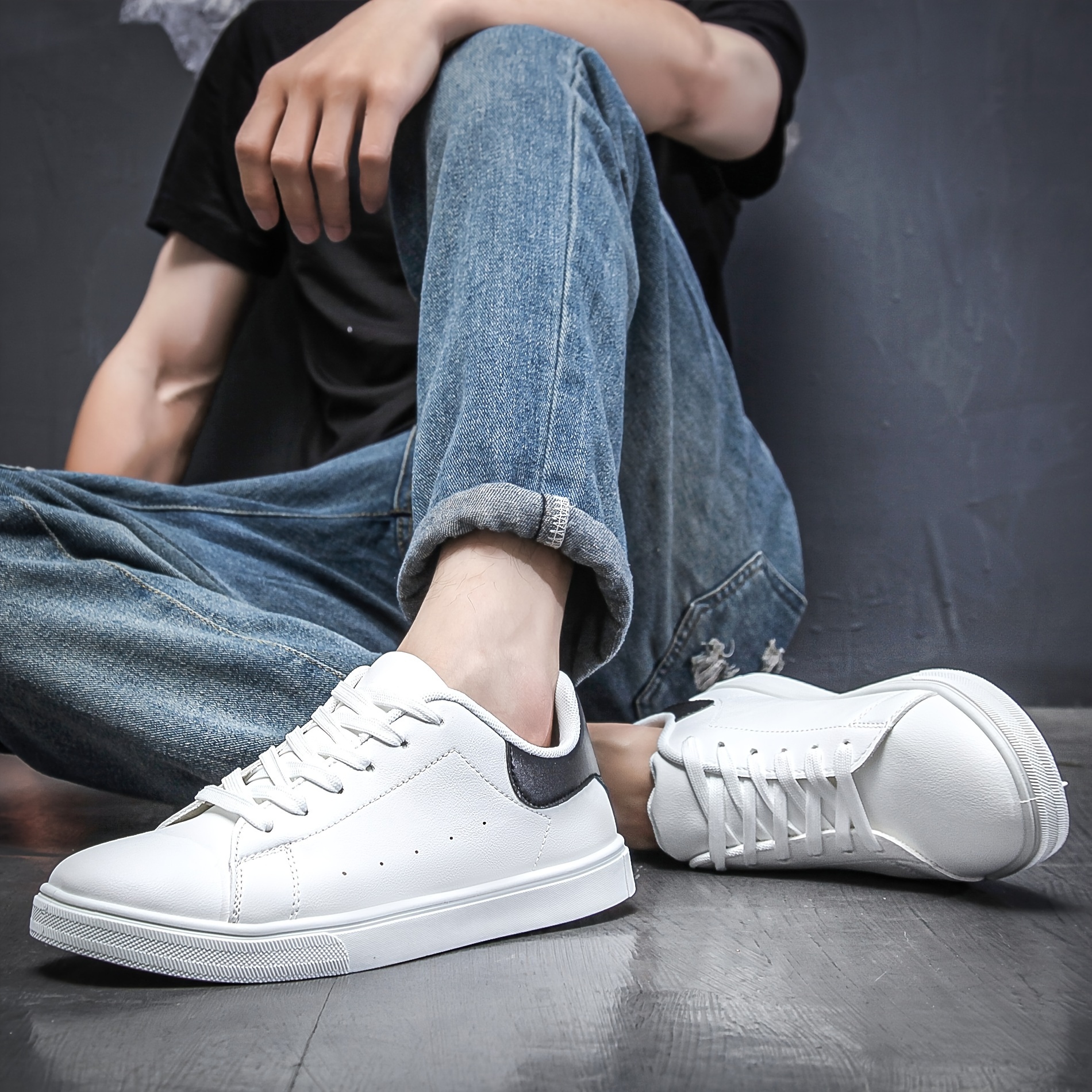 Mens White Minimalist Sneakers Leather White Minimalist Sneakers