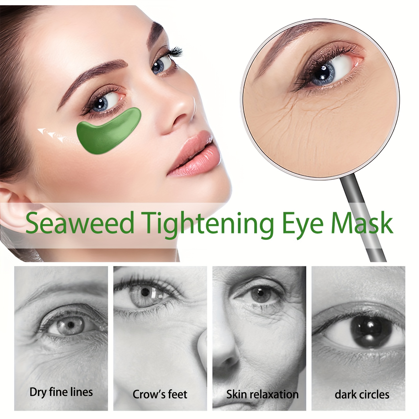 Seaweed Green Eye Mask Patch for Fine Lines Dark Circles Eye Bag
