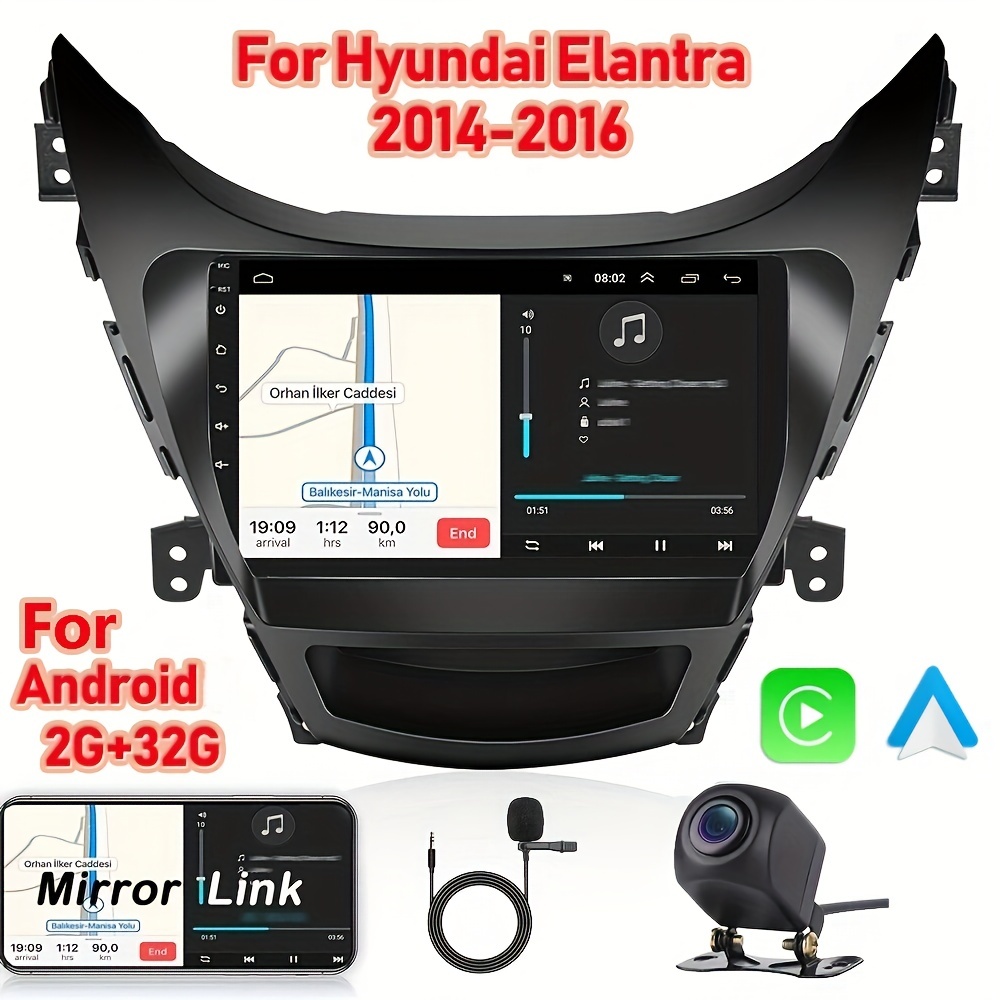 For Elantra 2014 2016 2gb 32gb Hd 9work With Android - Temu