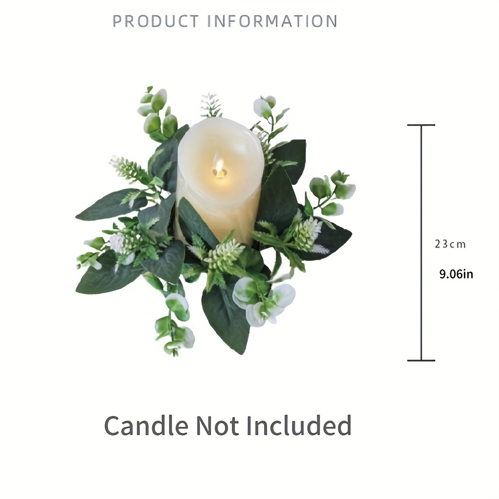 Simulation Flower New Hot Candle Ring Eucalyptus Candle Cup Wreath Ring  Dining Table Festival Party Decoration Device Holiday Ornaments Bedroom  Bedsid