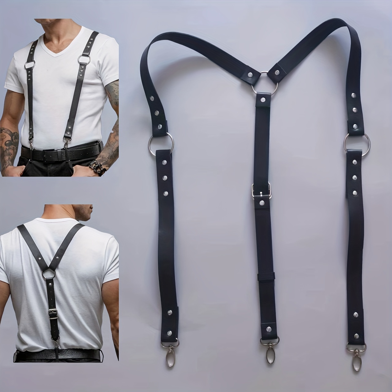 Buckle Belt Back Strap 4 Clip Suspenders Shirt Decorative