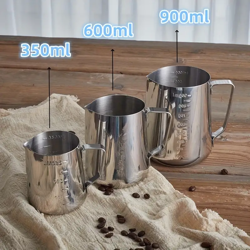 Stainless Steel Coffee Pitcher Cup, Pull Flower Cup With Scale
