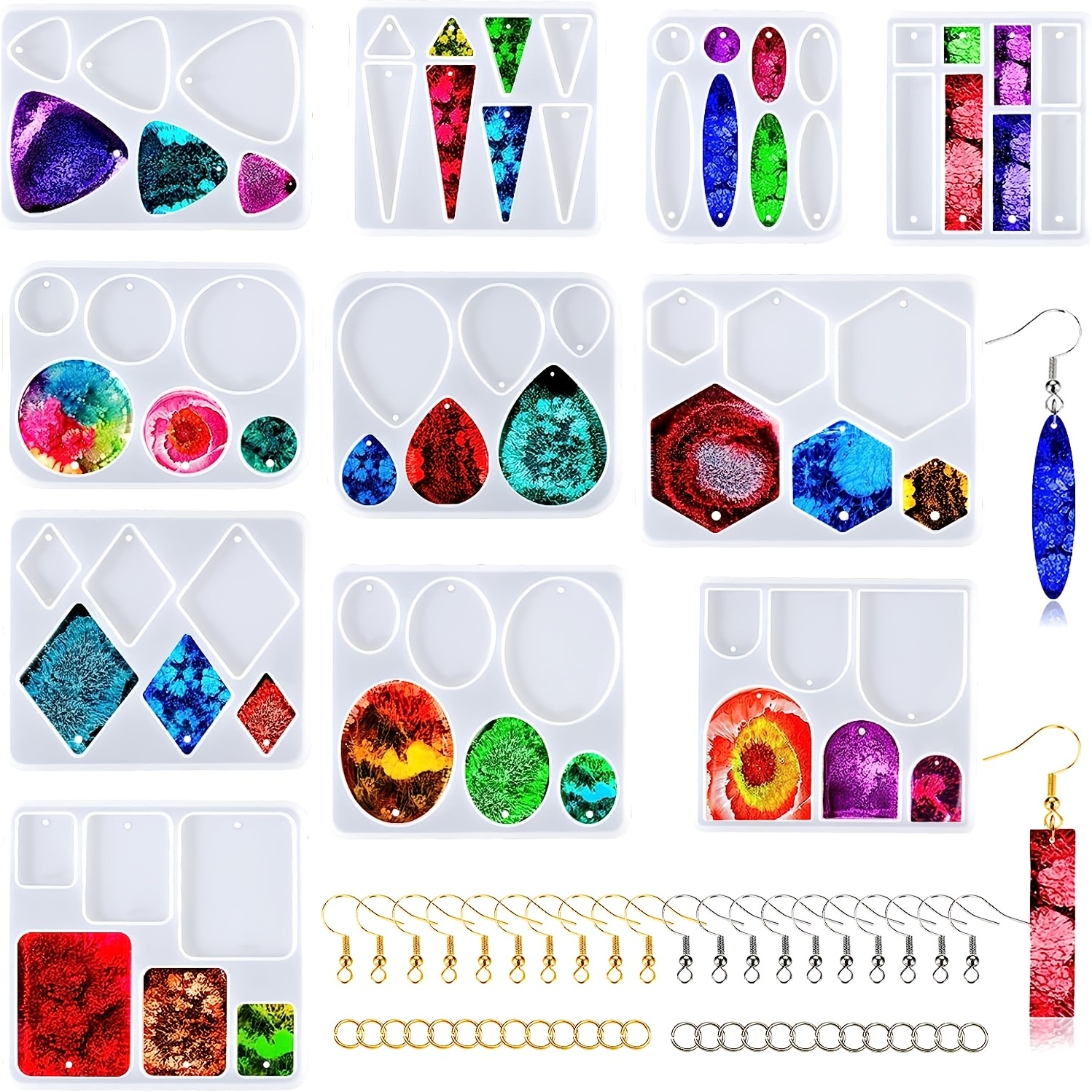  Resin Jewelry Molds Silicone, 2 PCS Earring Resin Molds with  Hole, Resin Casting Molds for DIY Crafting Earrings Necklace Pendant  Keychains Jewelry Making : Arts, Crafts & Sewing