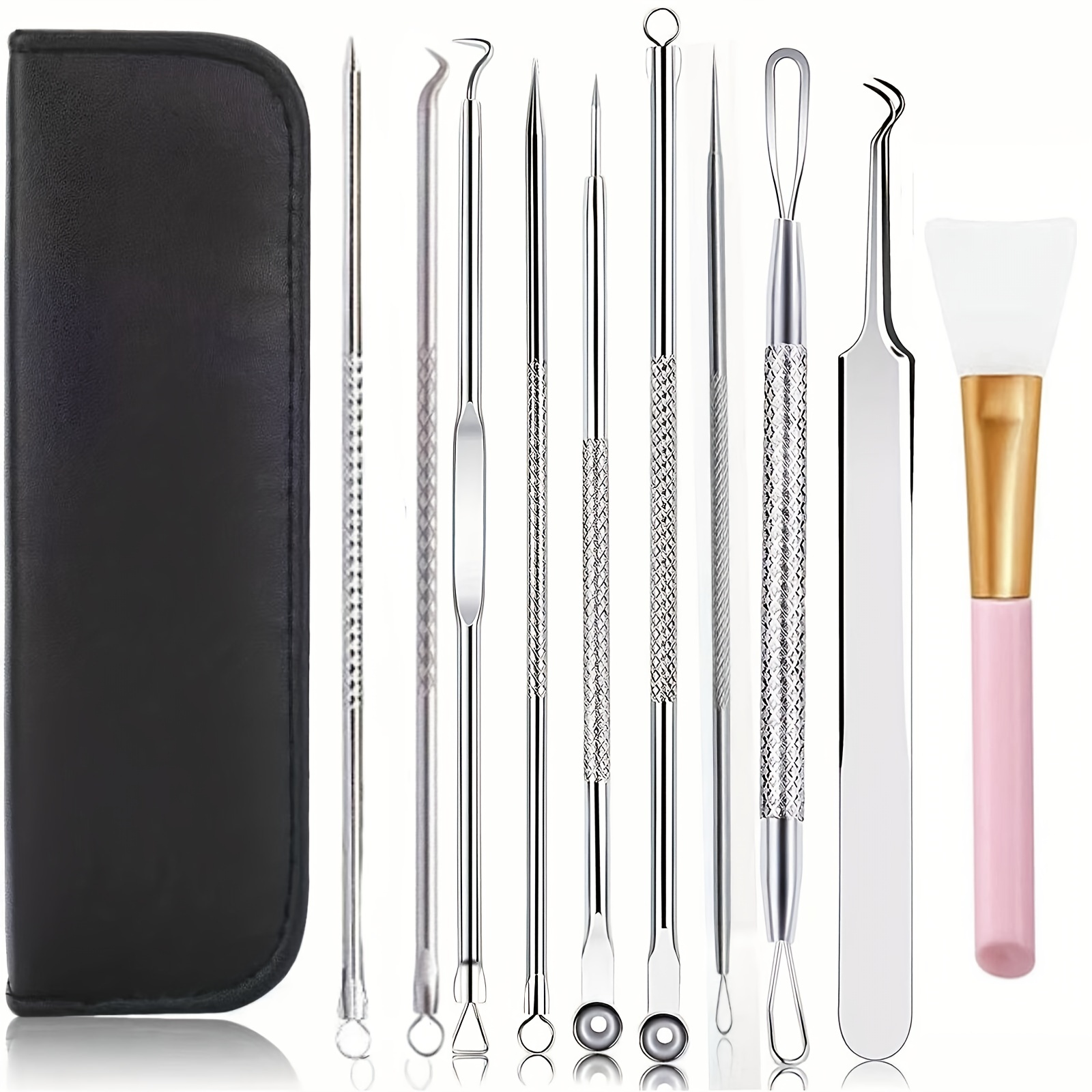 Blackhead Remover Comedone Extractor, Pimple Extractors Extractor Kit,  Popper Extraction Tool Loop Curved Tweezers With Free Double-headed Mask  Brush