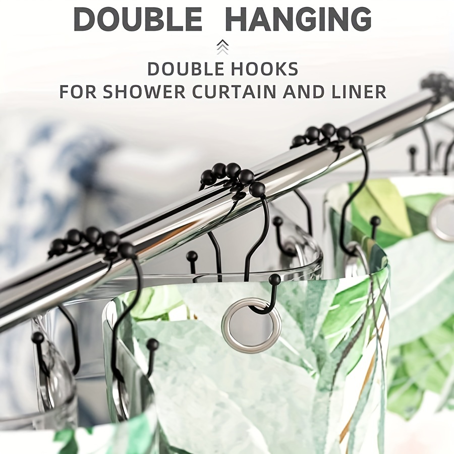 Black Shower Curtain Hooks, Rust Proof Shower Curtain Rings for