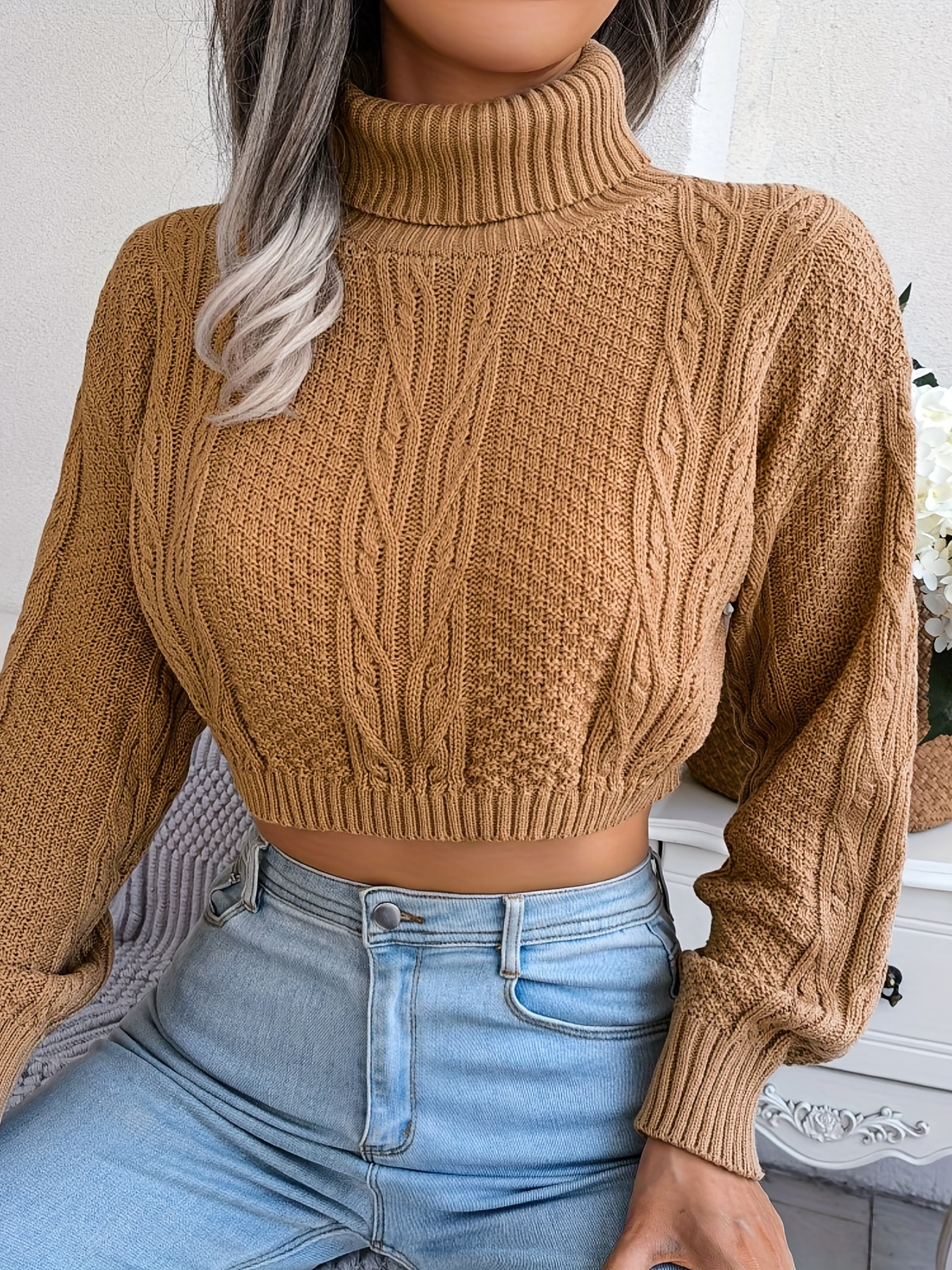  Cropped Sweaters for Women Fall Outfits for Women 2023 Trendy  Chunky Holiday Plain Round Neck T-Shirts Long Sleeve Short Sleeve Tees  Cashmere Snowman Winter Sueter Navideños Para Mujer Dark Green S