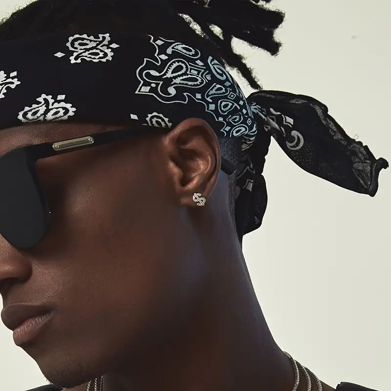 man dollar letter earrings mens high end Temu