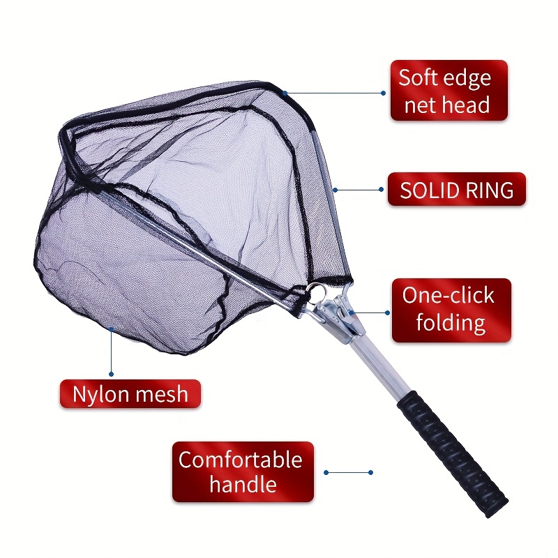 Folding Fishing Net Non slip Handle Portable Landing Net - Temu