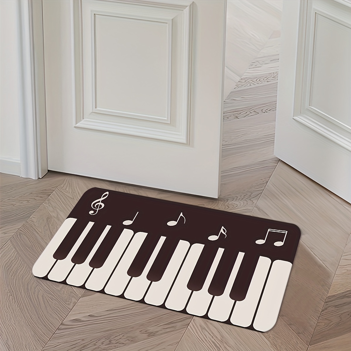 Grey Piano Keys Kitchen Mat Non Slip Washable Area Rug 15.7x23.6in