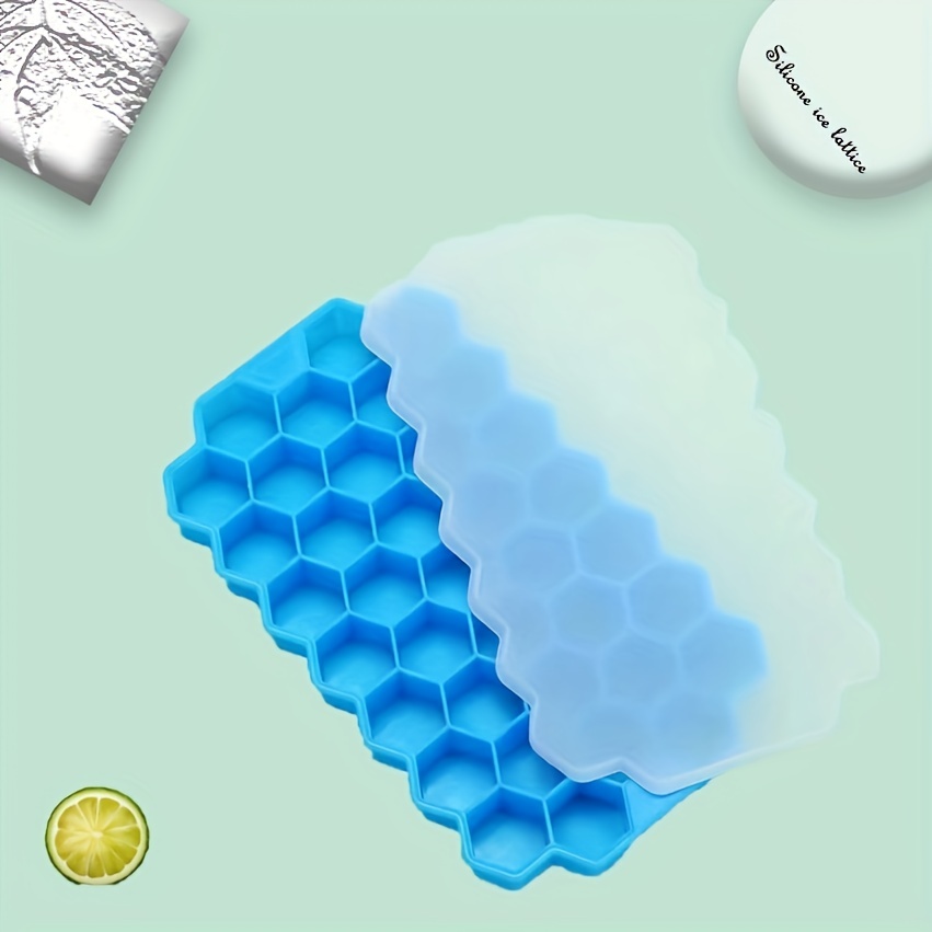 Silicone Ice Cube Tray - Honeycomb Shaped Flexible Ice Trays With Covers -  BPA Free Silicone Ice Tray Molds With Removable Lid